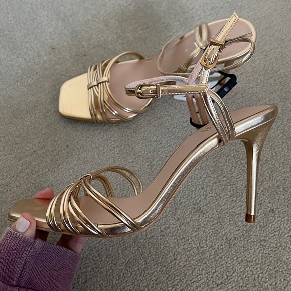 Zara Gold Strappy Heels - Picture 6 of 8